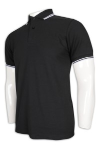 P1136 custom-made black Polo shirt flat machine collar double room white contrast color Polo shirt supplier